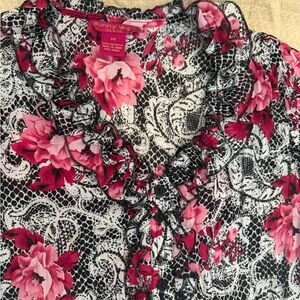 Sunny Leigh Pink and Black Floral Blouse